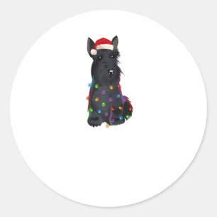 Scottish Terrier Christmas Lights Xmas Dog Lover R Runder Aufkleber