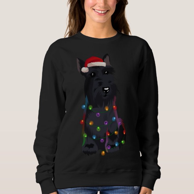 Scottish Terrier Christmas Lights Xmas Dog Lover Sweatshirt (Vorderseite)