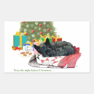 Scottish Terrier Christmas Nickerchen Rechteckiger Aufkleber