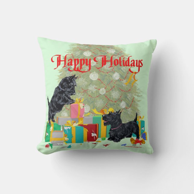 Scottish Terrier Christmas Pillow Kissen (Vorderseite)