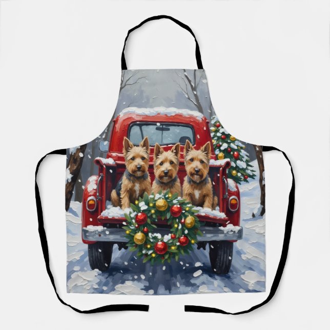 Scottish Terrier Christmas Red Truck Holiday Schürze (Vorderseite)