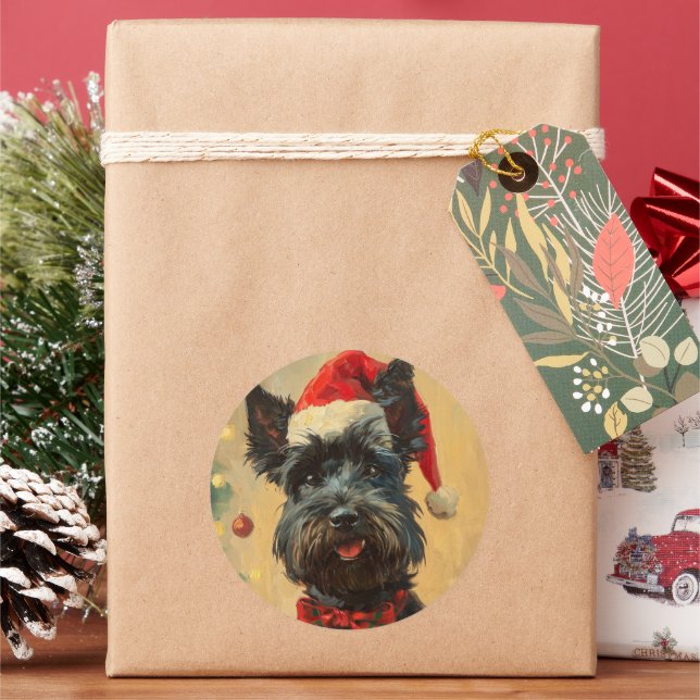 Scottish Terrier Christmas Runder Aufkleber (Feiertag)