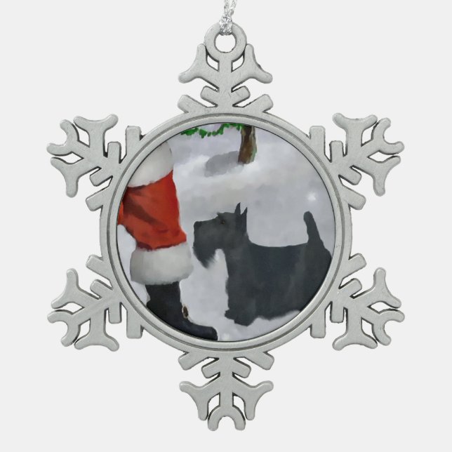 Scottish Terrier Christmas Schneeflocken Zinn-Ornament (Vorderseite)
