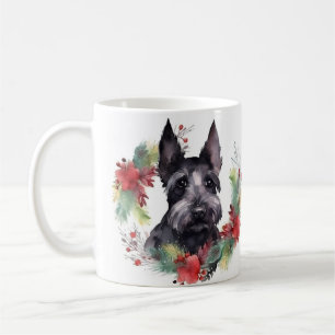 Scottish Terrier Christmas Wreath Festive Pup Kaffeetasse