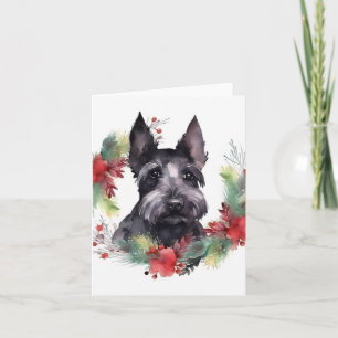 Scottish Terrier Christmas Wreath Festive Pup Karte