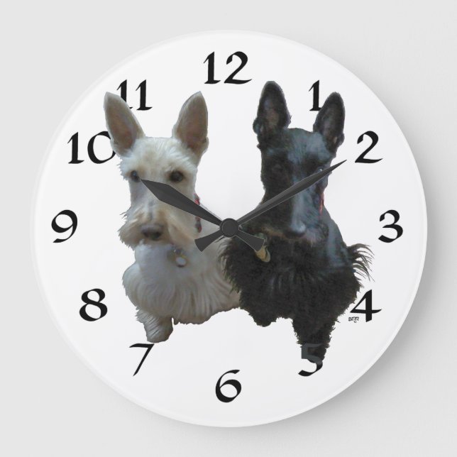 Scottish Terrier Clock Große Wanduhr (Vorderseite)