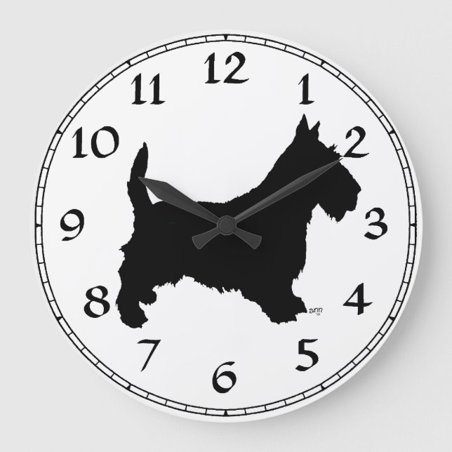 Scottish Terrier Clock Große Wanduhr (Vorderseite)