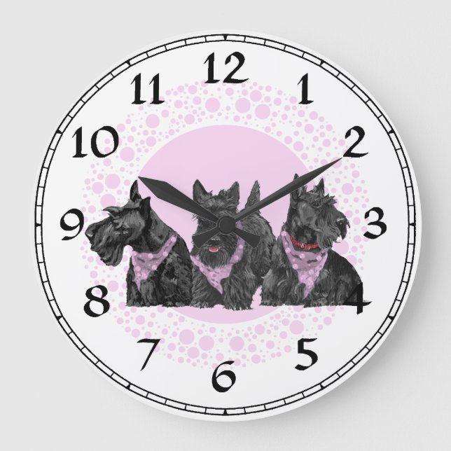 Scottish Terrier Clock Große Wanduhr (Vorderseite)