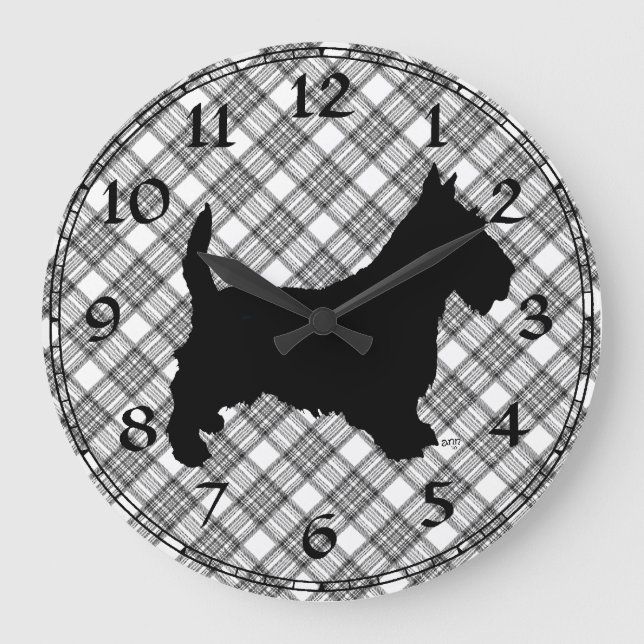 Scottish Terrier Clock Große Wanduhr (Vorderseite)