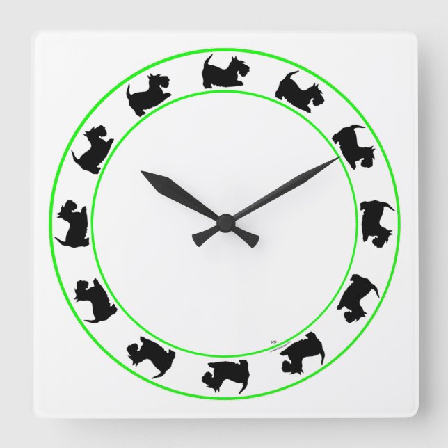 Scottish Terrier Clock Quadratische Wanduhr (Vorderseite)