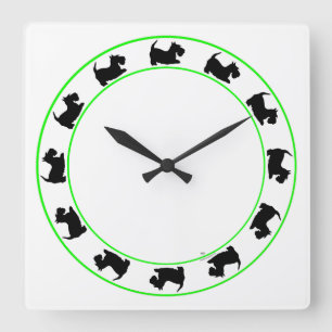 Scottish Terrier Clock Quadratische Wanduhr