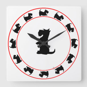 Scottish Terrier Clock Quadratische Wanduhr