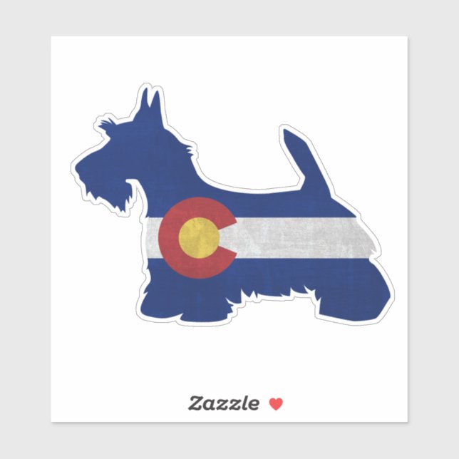 Scottish Terrier Colorado Flag Silhouette Aufkleber (Blatt)