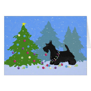 Scottish Terrier Decoration Christmas Tree Card