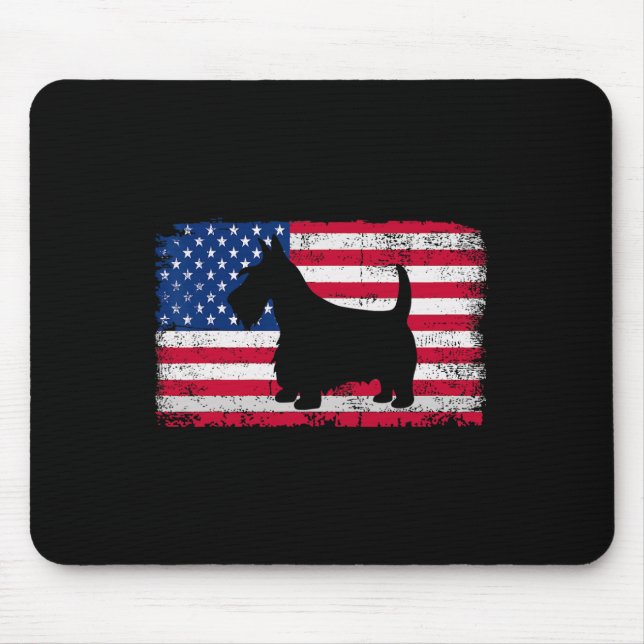 Scottish Terrier Dog 4. Juli Patriotic Amerika Mousepad (Vorne)