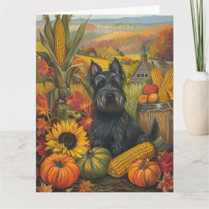 Scottish Terrier Dog Autumn Harvest Erntedank Karte
