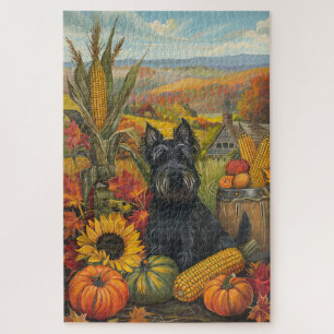 Scottish Terrier Dog Autumn Harvest Erntedank Puzzle