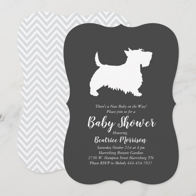 Scottish Terrier Dog Baby Shower Gender Neutral Einladung (Vorne/Hinten)