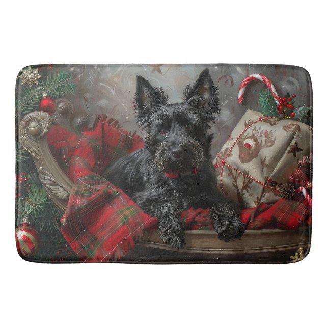 Scottish Terrier Dog Christmas Badematte (Vorderseite)