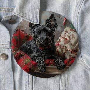 Scottish Terrier Dog Christmas Button