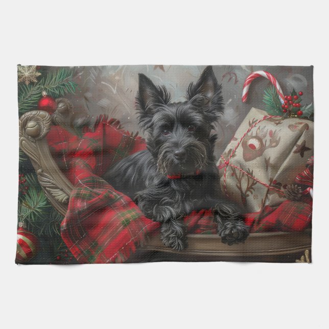 Scottish Terrier Dog Christmas Geschirrtuch (Horizontal)