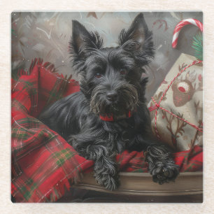 Scottish Terrier Dog Christmas Glasuntersetzer