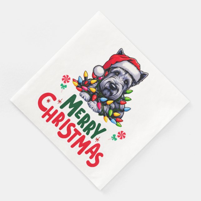 Scottish Terrier Dog Christmas Hat Xmas Serviette (Ecke)