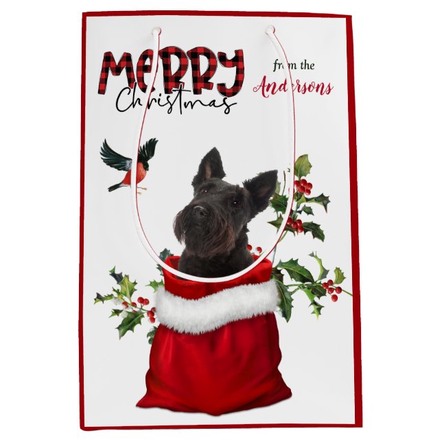 Scottish Terrier Dog Christmas Mittlere Geschenktüte (Vorderseite)