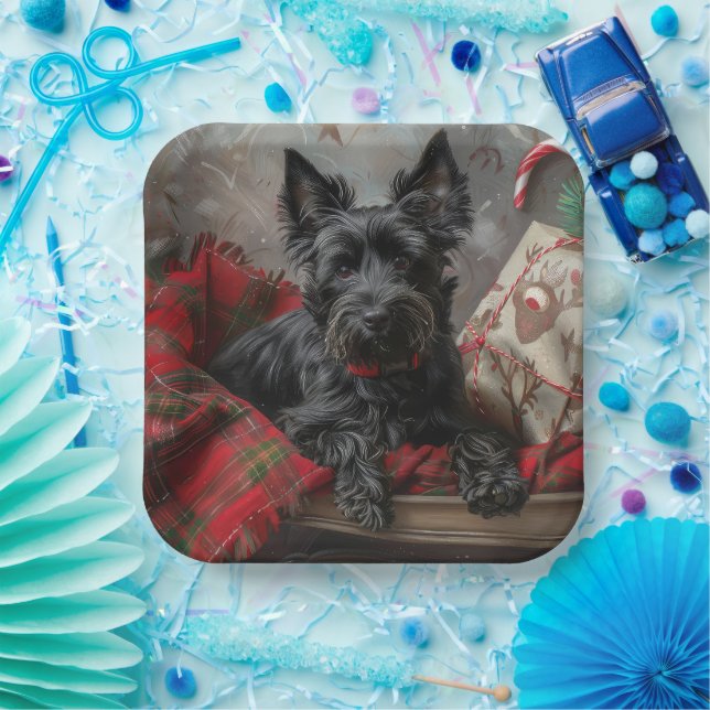 Scottish Terrier Dog Christmas Pappteller (Party)