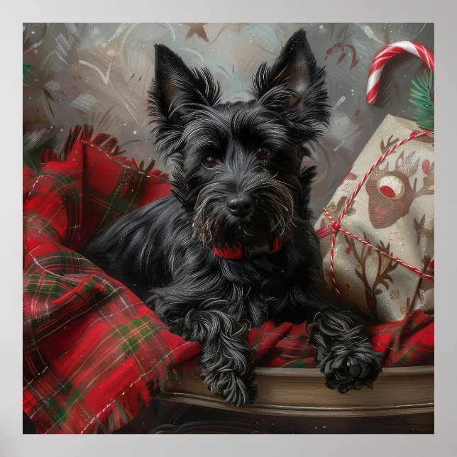 Scottish Terrier Dog Christmas Poster (Vorne)