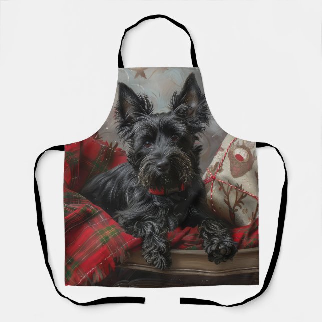 Scottish Terrier Dog Christmas Schürze (Vorderseite)
