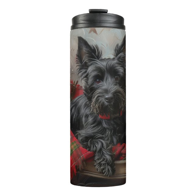 Scottish Terrier Dog Christmas Thermosbecher (Vorderseite)