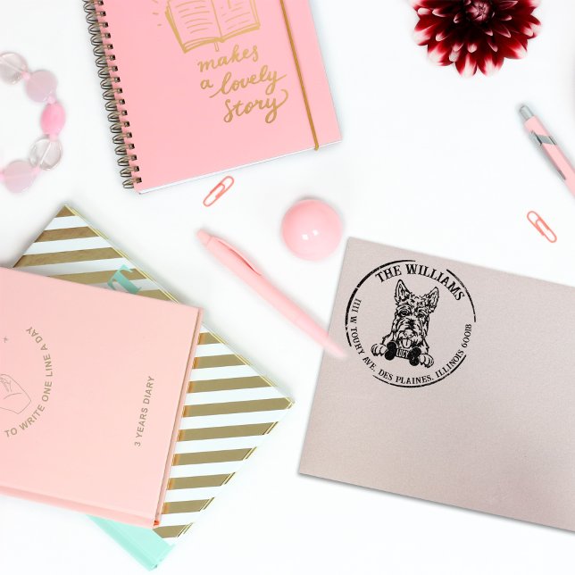 Scottish Terrier Dog Family Return Address  Gummistempel (Von Creator hochgeladen)