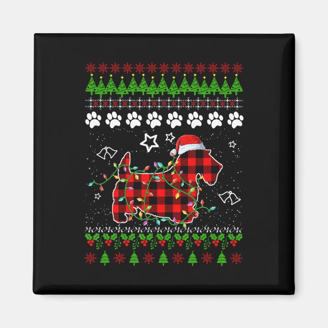 Scottish Terrier Dog Funny Xmas Ugly Sweater Chris Magnet (Vorne)
