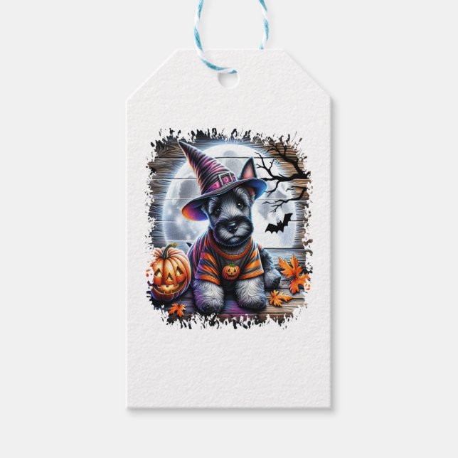 Scottish Terrier Dog Halloween Geschenkanhänger (Vorderseite)