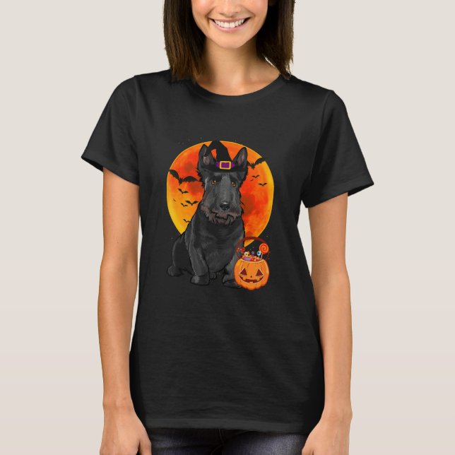 Scottish Terrier Dog Halloween Kürbislaterne Pump T-Shirt (Vorderseite)