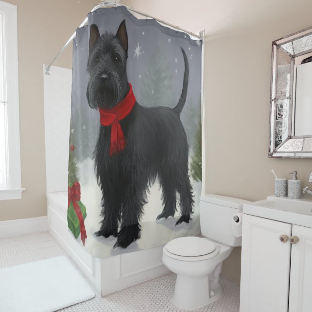 Scottish Terrier Dog in Snow Christmas Duschvorhang (Beispiel)