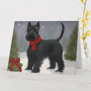 Scottish Terrier Dog in Snow Christmas Karte