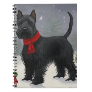 Scottish Terrier Dog in Snow Christmas Notizblock