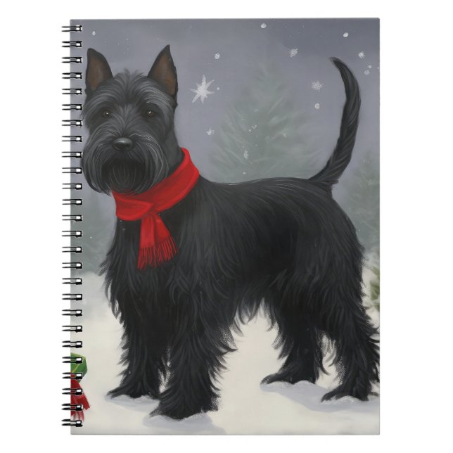 Scottish Terrier Dog in Snow Christmas Notizblock (Vorderseite)