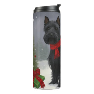 Scottish Terrier Dog in Snow Christmas Thermosbecher
