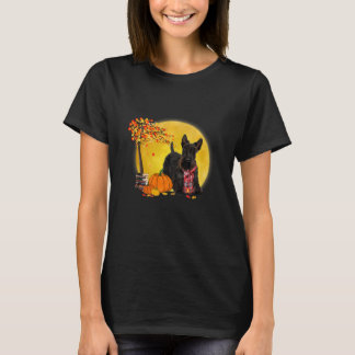 Scottish Terrier Dog Leaf Fall Hallo Herbst T-Shirt