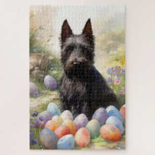 Scottish Terrier Dog mit Ostereier Holiday Puzzle