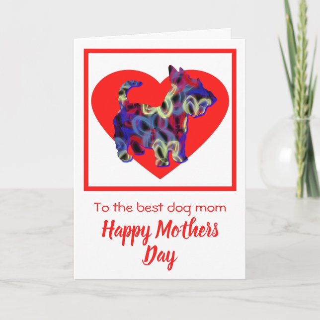 Scottish Terrier Dog Red Heart Mother Day Card Dankeskarte (Vorderseite)