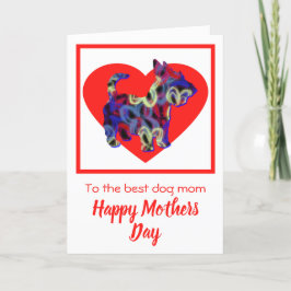Scottish Terrier Dog Red Heart Mother Day Card Dankeskarte