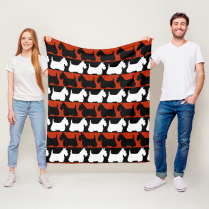 Scottish Terrier dog schwarz/rot/weiß, stripes Th Fleecedecke