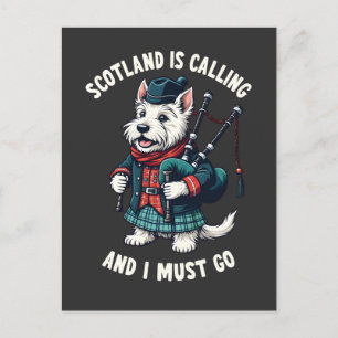 Scottish Terrier Dog Scotland ruft an und ich muss Postkarte