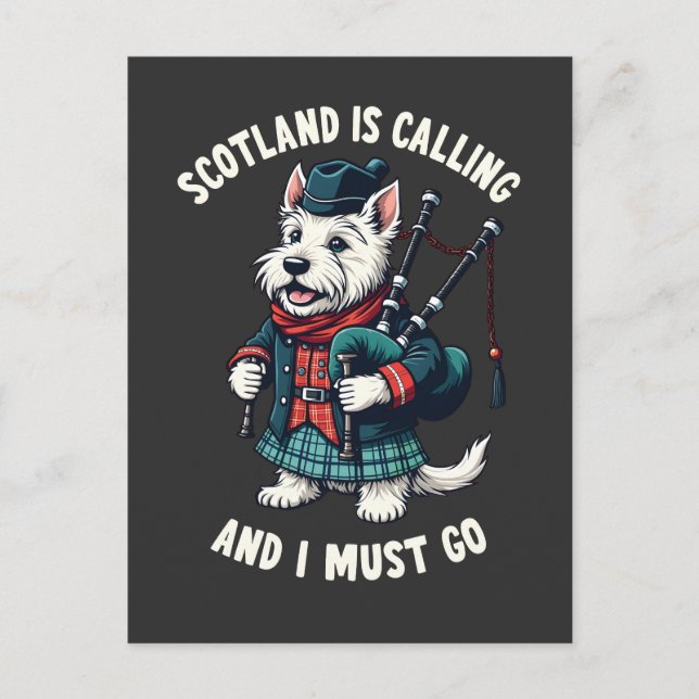 Scottish Terrier Dog Scotland ruft an und ich muss Postkarte (Vorderseite)