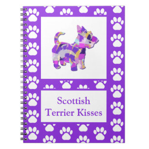 Scottish Terrier Dog Silhouette Paw Lila PY&B Notizblock