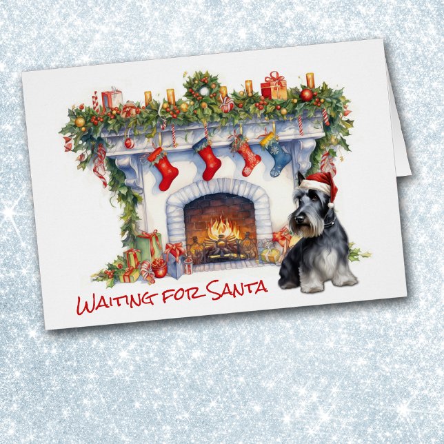 Scottish Terrier Dog Warten auf Santa Fireplace (Von Creator hochgeladen)